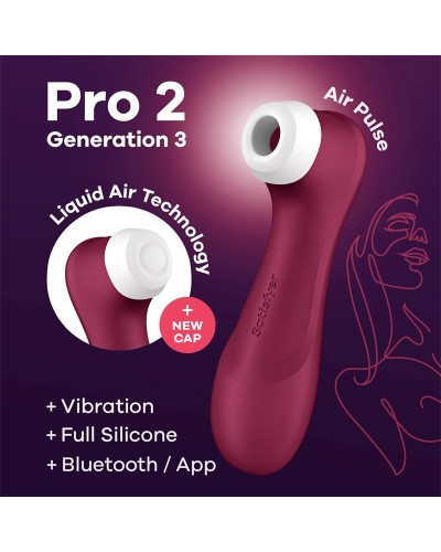 Satisfyer Pro 2 Generation 3 - Succionador Liquid Air Wine Red con App