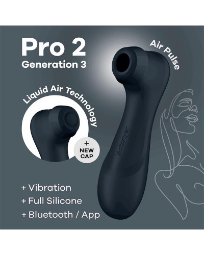 Satisfyer Pro 2 Generation 3 - Succionador Liquid Air negro con App Connect
