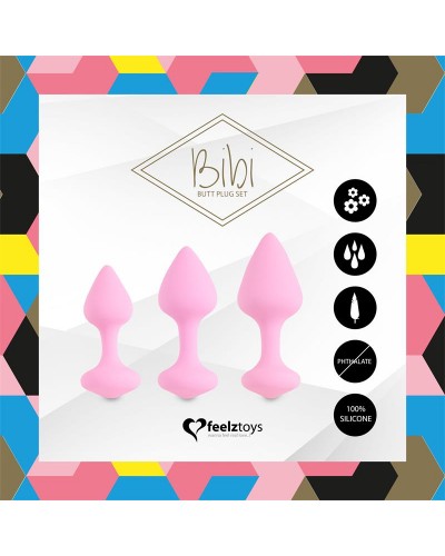 Set de 3 Plugs Anales Bibi de Feelztoys Rosa